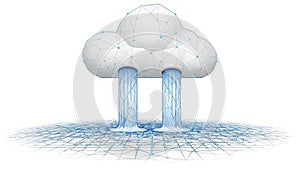 Cloud computing data flow concept with abstract network grid