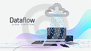 Cloud computing data flow with devices and abstract design