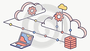 Cloud Computing with Data Flow, Digital Services Hub, vector design Generative AI