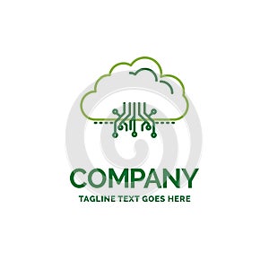 cloud, computing, data, hosting, network Flat Business Logo temp