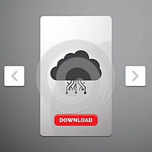 cloud, computing, data, hosting, network Glyph Icon in Carousal Pagination Slider Design & Red Download Button