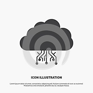 cloud, computing, data, hosting, network Icon. glyph vector gray symbol for UI and UX, website or mobile application