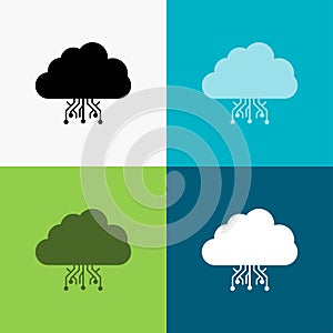 cloud, computing, data, hosting, network Icon Over Various Background. glyph style design, designed for web and app. Eps 10 vector