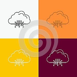 cloud, computing, data, hosting, network Icon Over Various Background. Line style design, designed for web and app. Eps 10 vector