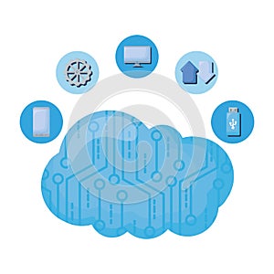 cloud computing with data icons