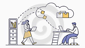 Cloud Computing & Data Management Collaboration, vector design Generative AI