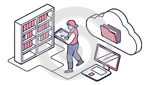 Cloud Computing and Data Management, Digital Storage and Connectivity, vector design Generative AI