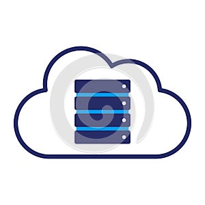 Cloud computing and data management icon
