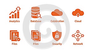 Cloud Computing and Data Management Icons