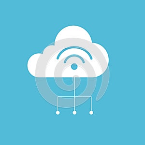 Cloud computing and data management, isolated icon