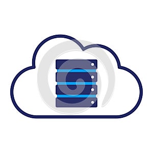Cloud computing and data management icon
