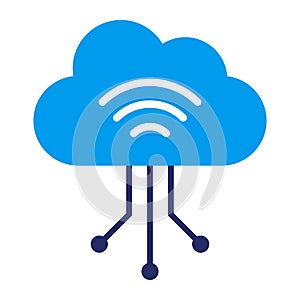 Cloud computing and data management icon