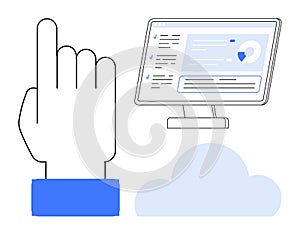 Hand Gesture, Computer Interface and Cloud Concept for Cloud Computing and Digital Interaction