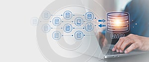 Cloud computing data management technology system for computer network cyber security or database file document transfer and