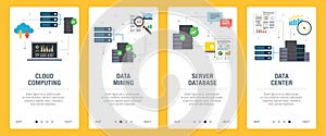 Cloud Computing, data mining and data center icons