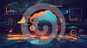 Cloud computing data network analyzing digital information technology