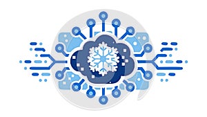 Cloud Computing Data Network with a Circuit Pattern Icon, vector design Generative AI