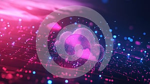 Cloud computing data network connecting abstract digital particles