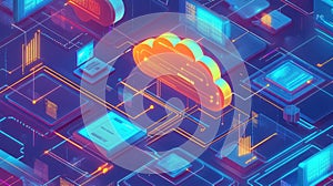 Cloud computing data network infrastructure representing digital transformation