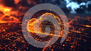 Cloud computing data network representing digital information storage