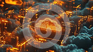 Cloud computing data network representing global technology infrastructure