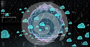 Cloud computing and data processing image over digital background