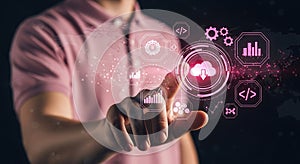 Cloud computing and data processing modern technology with user interface