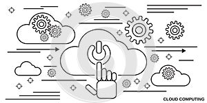 Cloud computing, data processing vector concept
