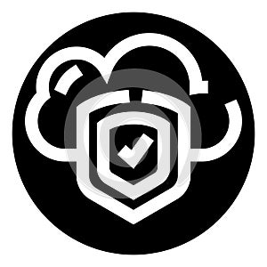 Cloud computing data protection with security shield icon