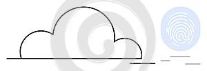Cloud Computing and Data Security Concept with Fingerprint and Cloud Outline
