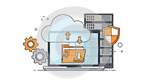 Cloud computing and data security concept isolated on white background