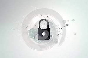 Cloud computing data and security on global networking. Cybersecurity and information or network protection. Generative AI