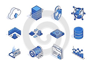 Cloud computing and data security icons