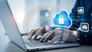 Cloud computing with data security protection concept