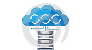 Cloud computing and data server syncing technology icon representing digital information exchange and storage
