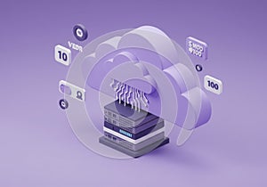 Cloud Computing Data Servers in a Technology Concept Illustration