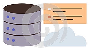 Cloud Computing and Data Storage Concept with Database Icon and Cloud Symbol