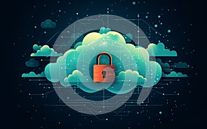 Cloud computing data storage concept.Network computing technologies. Digital server. Cyber security. Data protection.