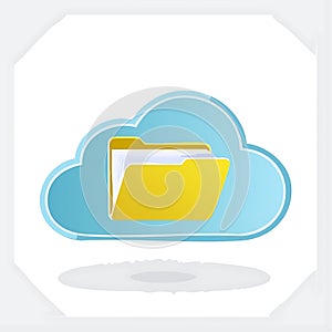 Cloud computing data storage featuring folder symbol for information management