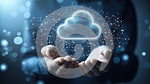 Cloud computing, data storage, and futuristic network integration. Generative Ai