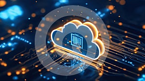 Cloud computing, data storage, and futuristic network integration. Generative Ai