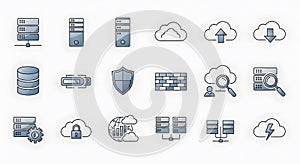 Cloud Computing and Data Storage Icons