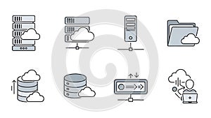 Cloud Computing Data Storage Icons Collection