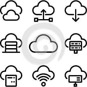 Cloud computing and data storage icons