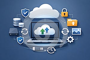 Cloud computing and data storage network illustration