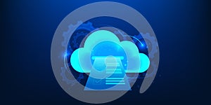 Cloud Computing Data Storage Technology Background with Secure Network Systems, Digital File Backup, Encrypted Information