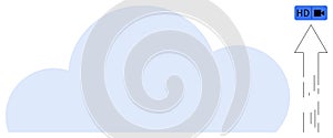 Cloud Computing Upload Concept with HD Video Icon and Arrow Data Transfer
