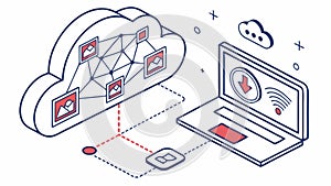 Cloud Computing: Data Sync Across Devices, vector design Generative AI