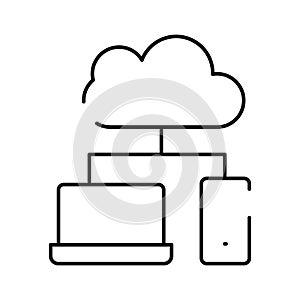 Cloud computing data synchronization connecting laptop and smartphone