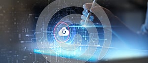 Cloud Computing and Data Synchronization Technology Illustrated on Futuristic Digital Interface